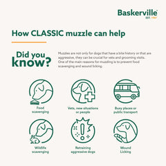 Baskerville Classic Basket Muzzle, focus prevention-scavenging, empêche l’ingestion d’aliments indésirables.