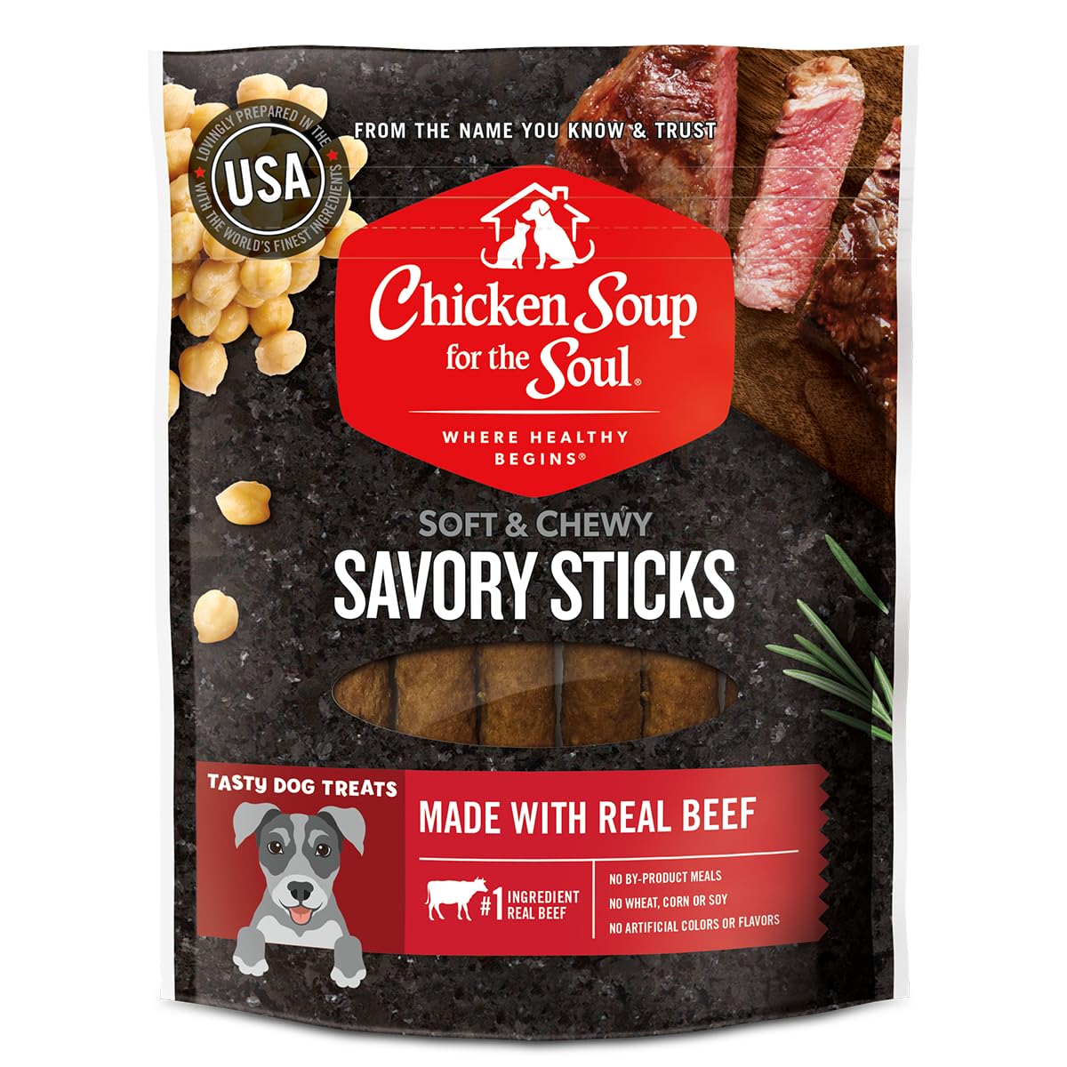 Bâtonnets savoureux boeuf — premier ingrédient, récompense gourmande pour chien