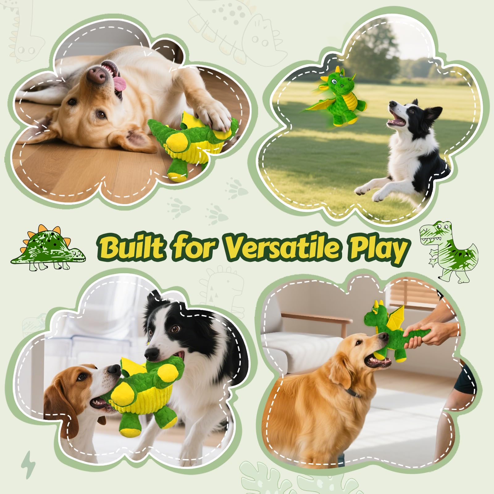 Dragon-doux-verte-jeu-tirage-chien – parfait pour entraînement et interaction.