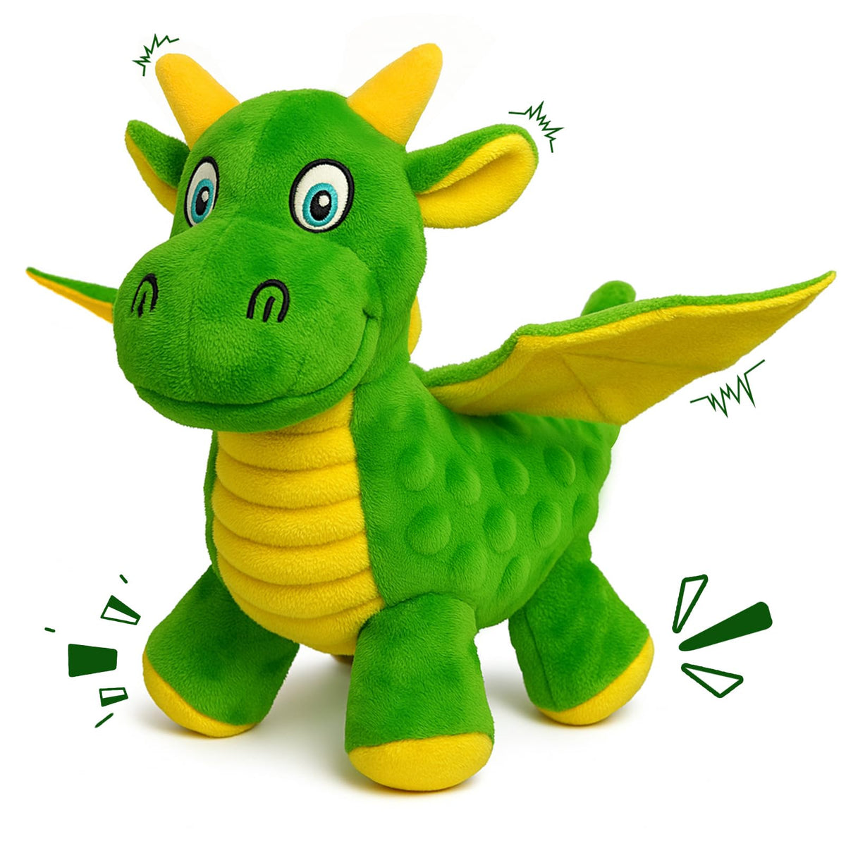 Dragon doux BBeary vert avec sifflements, divertit et stimule l'attention du chien.