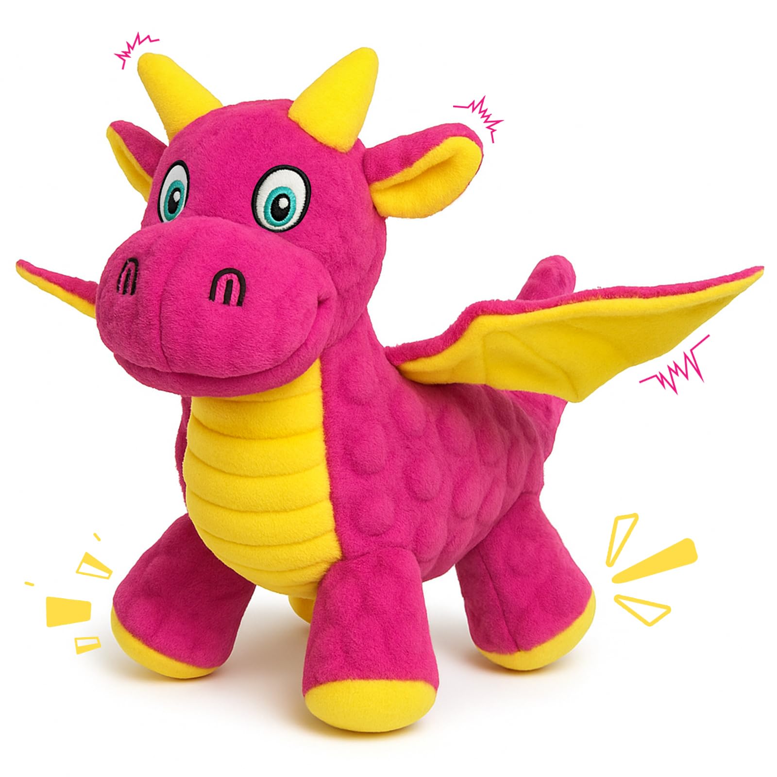 Jouet dragon BBeary rose avec ailes, idéal pour divertir votre chien.