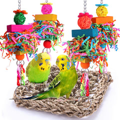 BBjinronjy hamac en seagrass naturel, espace de repos et de jeu pour oiseaux.