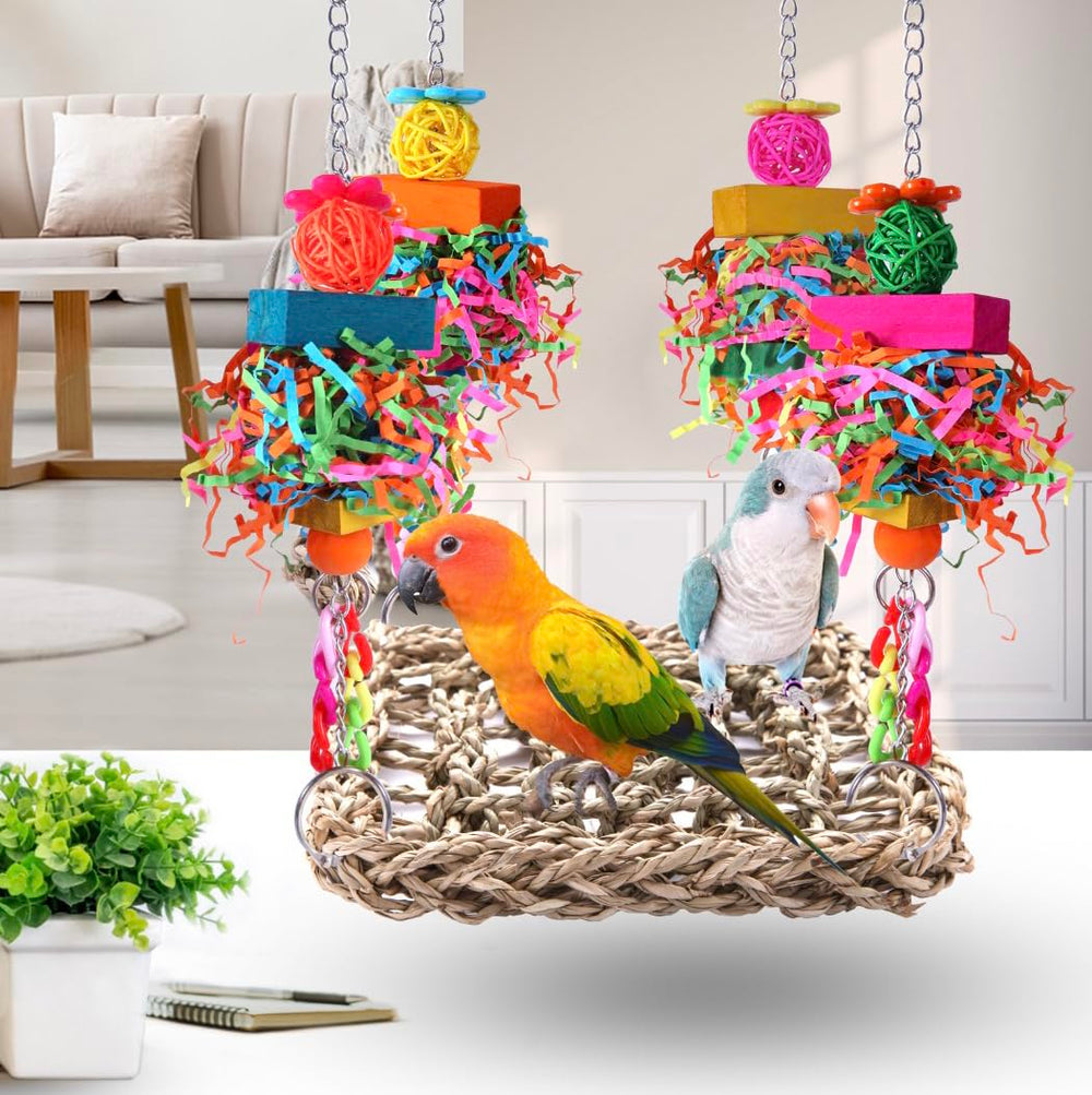 BBjinronjy jouets bois colorés, stimulation visuelle et préhension pour petits oiseaux.