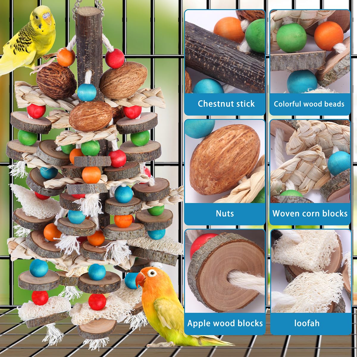 BBjinronjy Perroquet Corde Coton – fixation simple et jeu durable dans la cage.