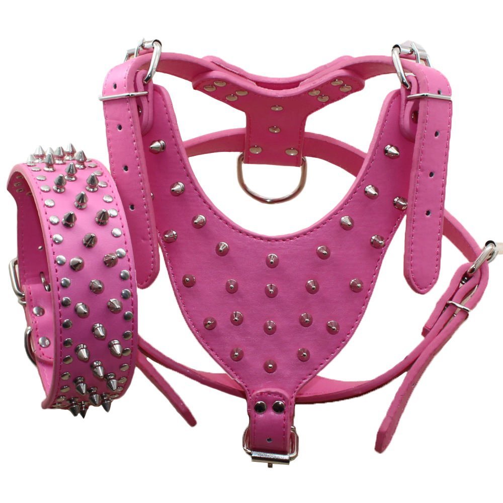 Bbmmayy harnais chien grande race rose en cuir synthétique, confort et sécurité lors des promenades.
