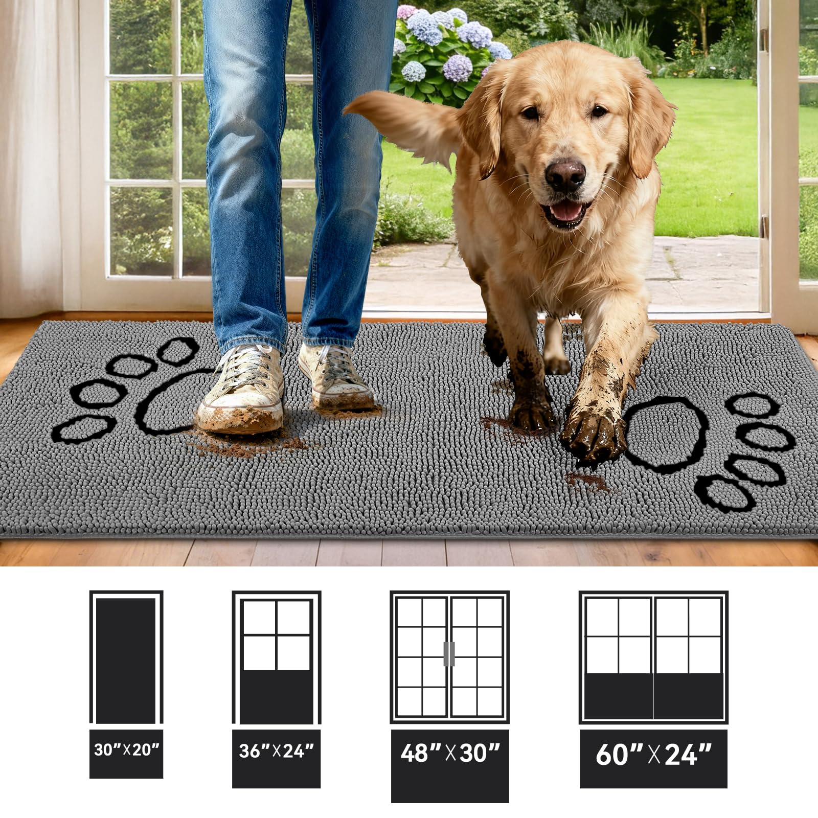 Tapis Bcoimo anti-dérapant TPR: adhérence fiable sur sols lisses.