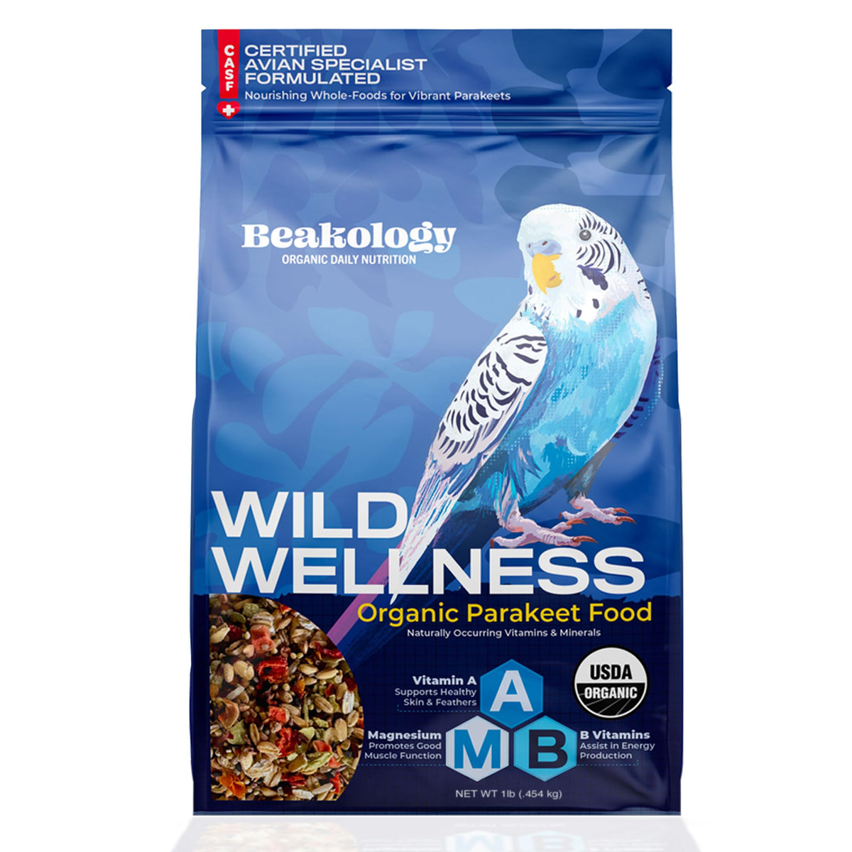Beakology Wild Wellness alimentation bio pour perruche ondulée; nutriments complets.