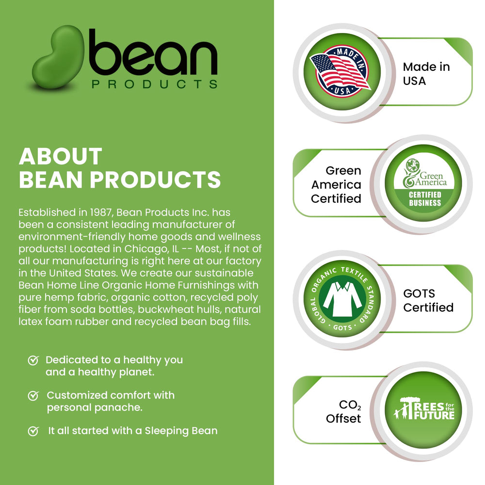 Bean Products fibre-chanvre réutilisable après lavage et séchage.