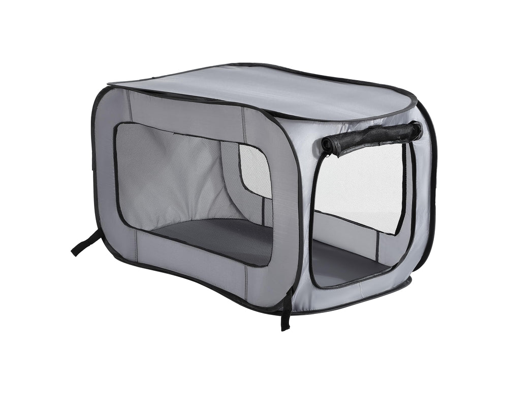 Beatrice Home Fashions chenil portable se plie gris: léger et pratique pour les voyages de votre chien.
