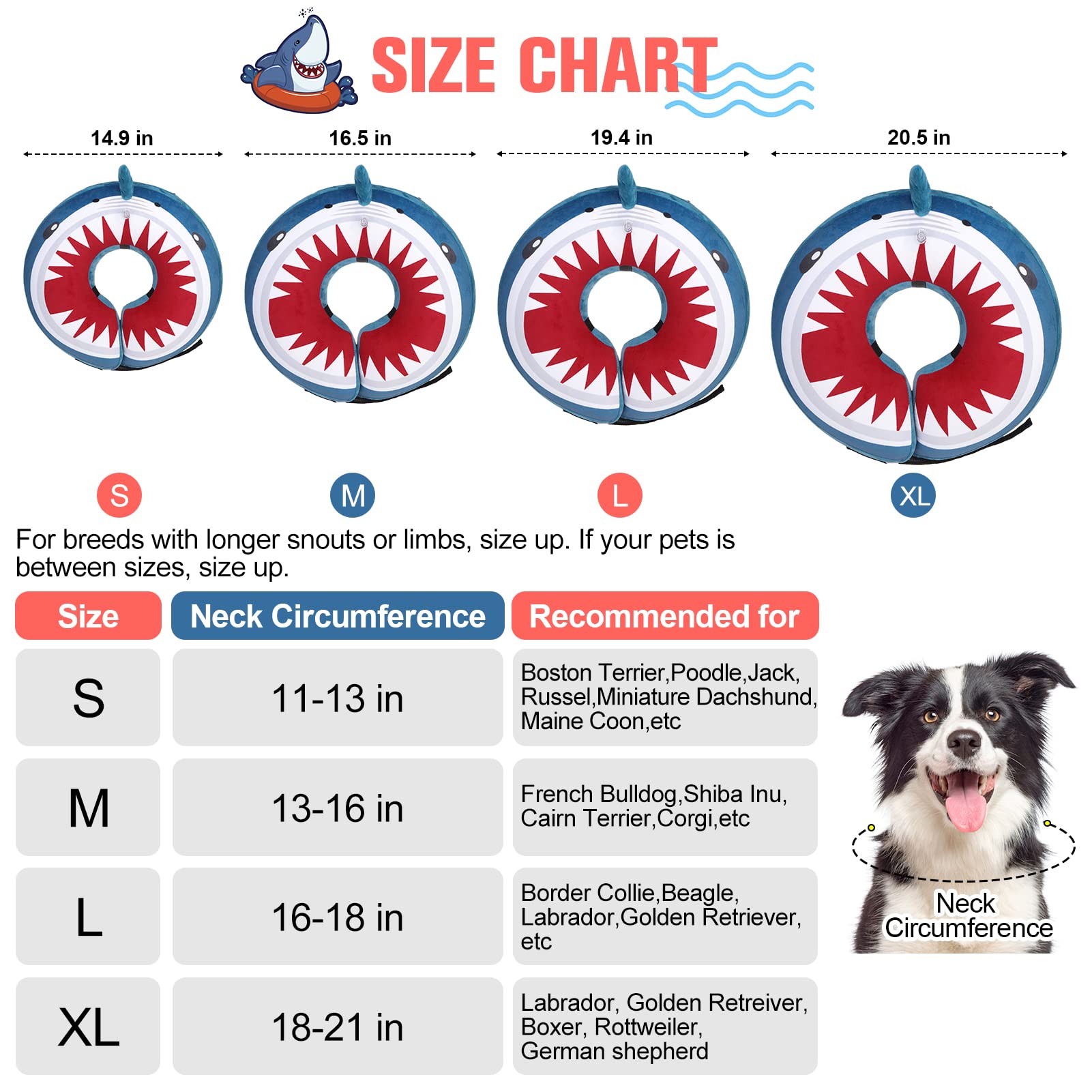 Collier donut BEAUTYZOO pour chat, bleu requin, protège les zones sensibles tout en liberté de mouvement.