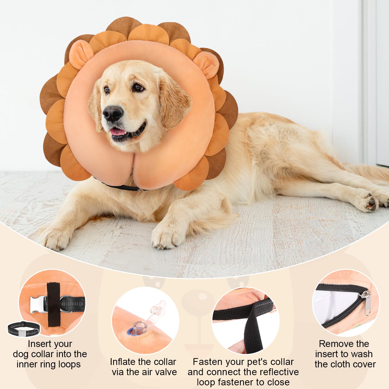 BEAUTYZOO collier donut réfléchissant, sécurité nocturne accrue pendant la récupération.
