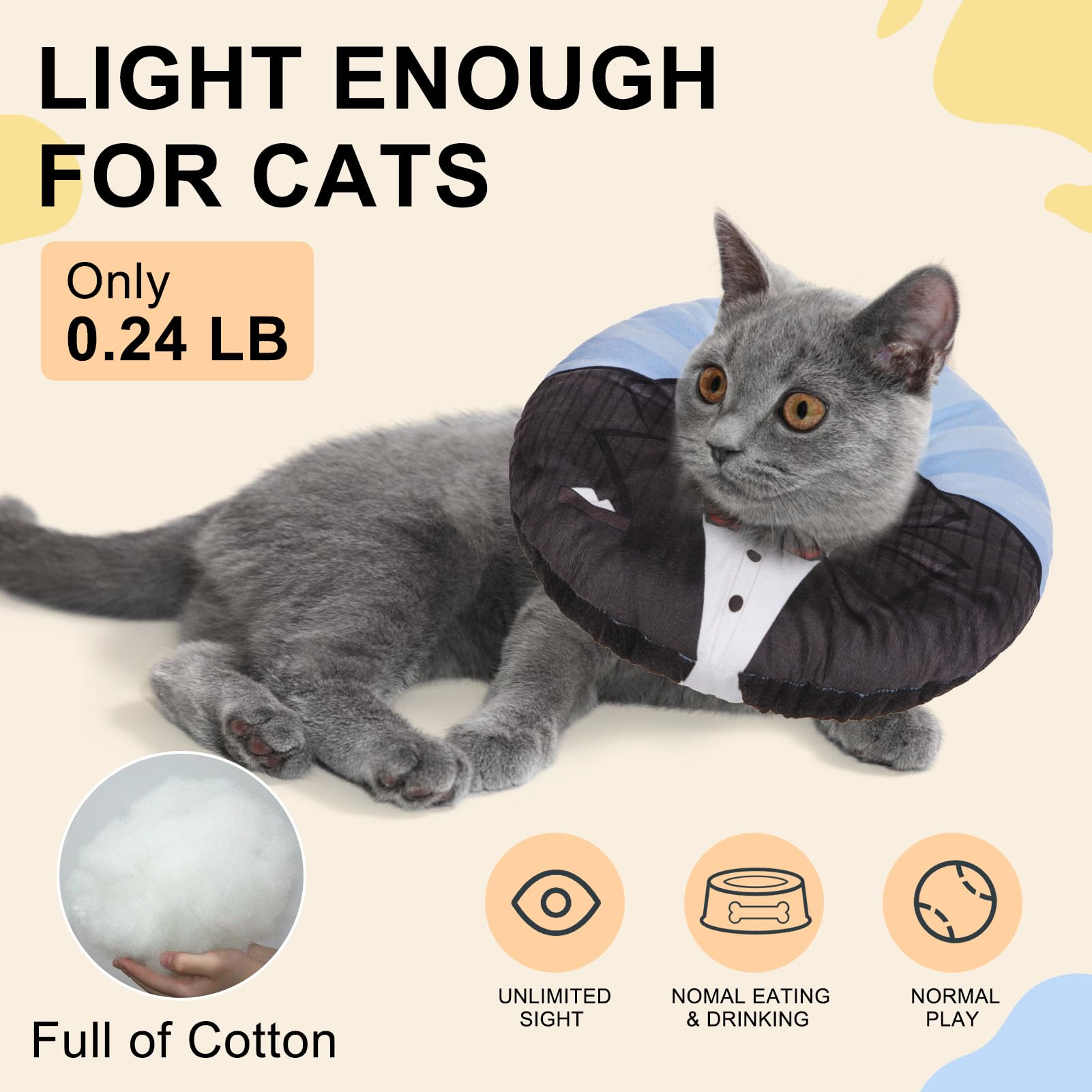 BEAUTYZOO Cone Doux pour Chat, cone-doux-chat facile à laver et entretenir.
