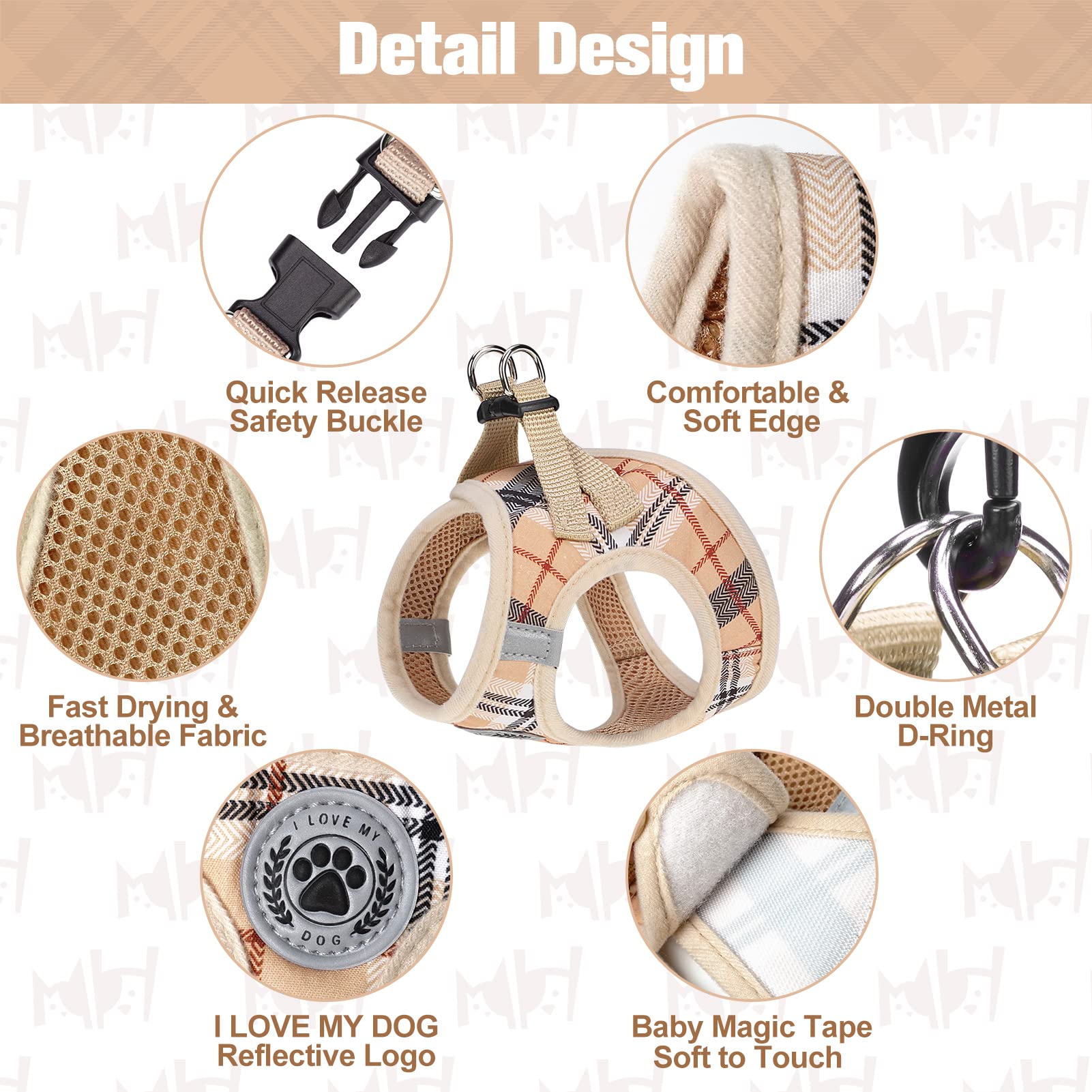 Laisse petit chien 5ft beige – longueur pratique pour les balades.