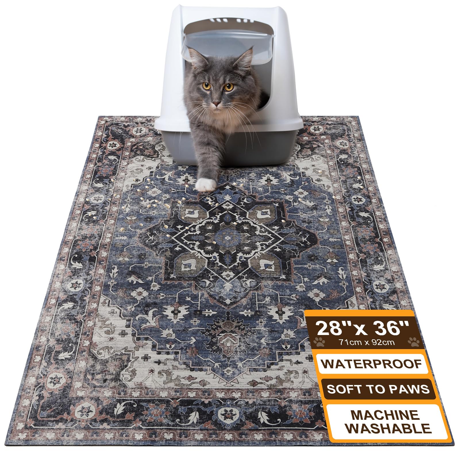 BEAUTYZOO Tapis Litière Chat 28x36 capture les particules de litière