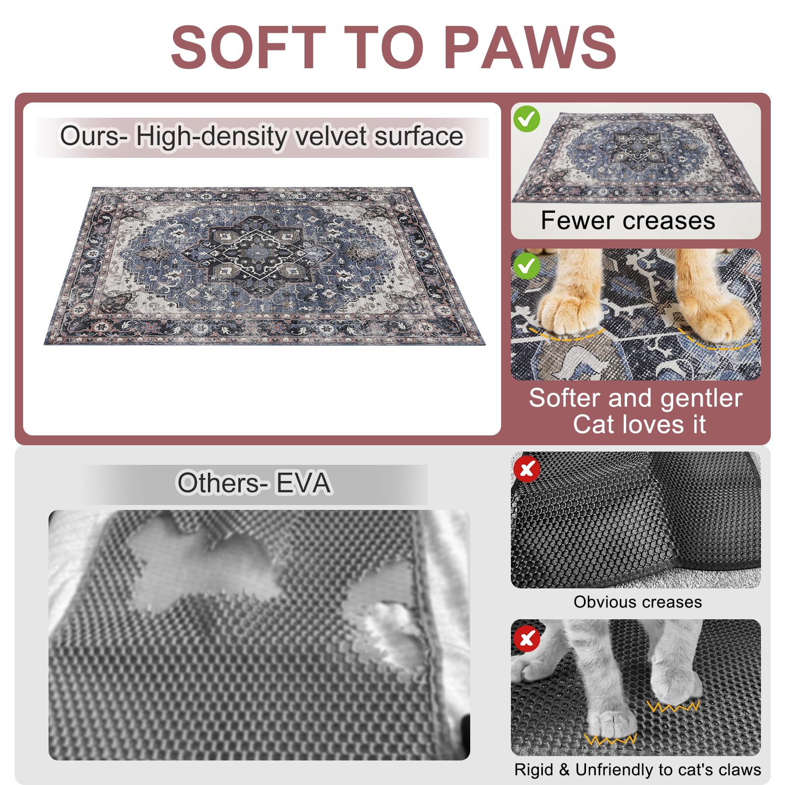 BEAUTYZOO Tapis Litière Chat Velours Doux douceur pour les pattes sensibles