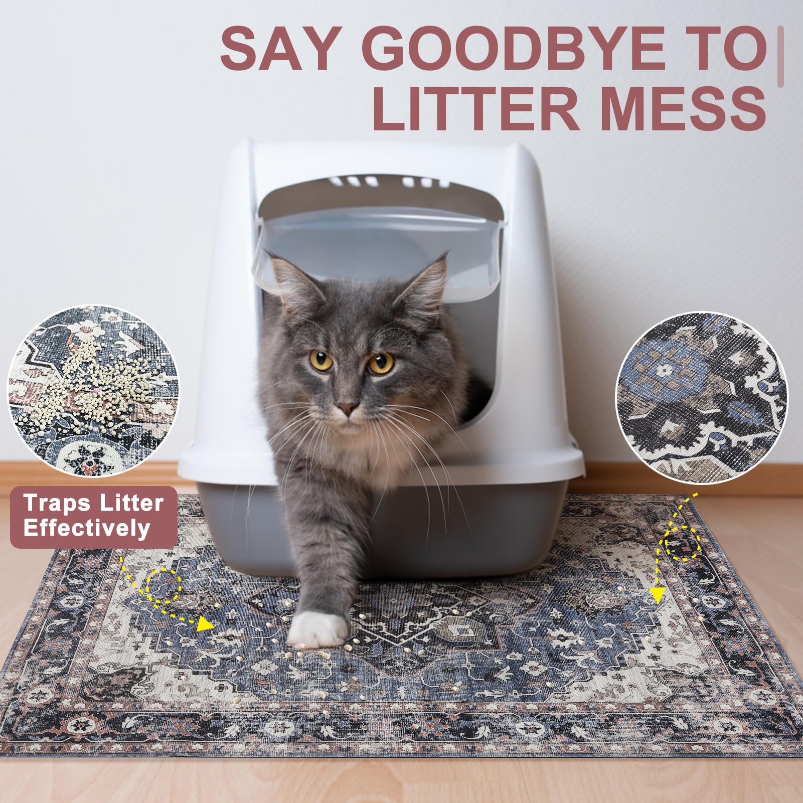 BEAUTYZOO Tapis Litière Chat Imperméable protège les sols des liquides