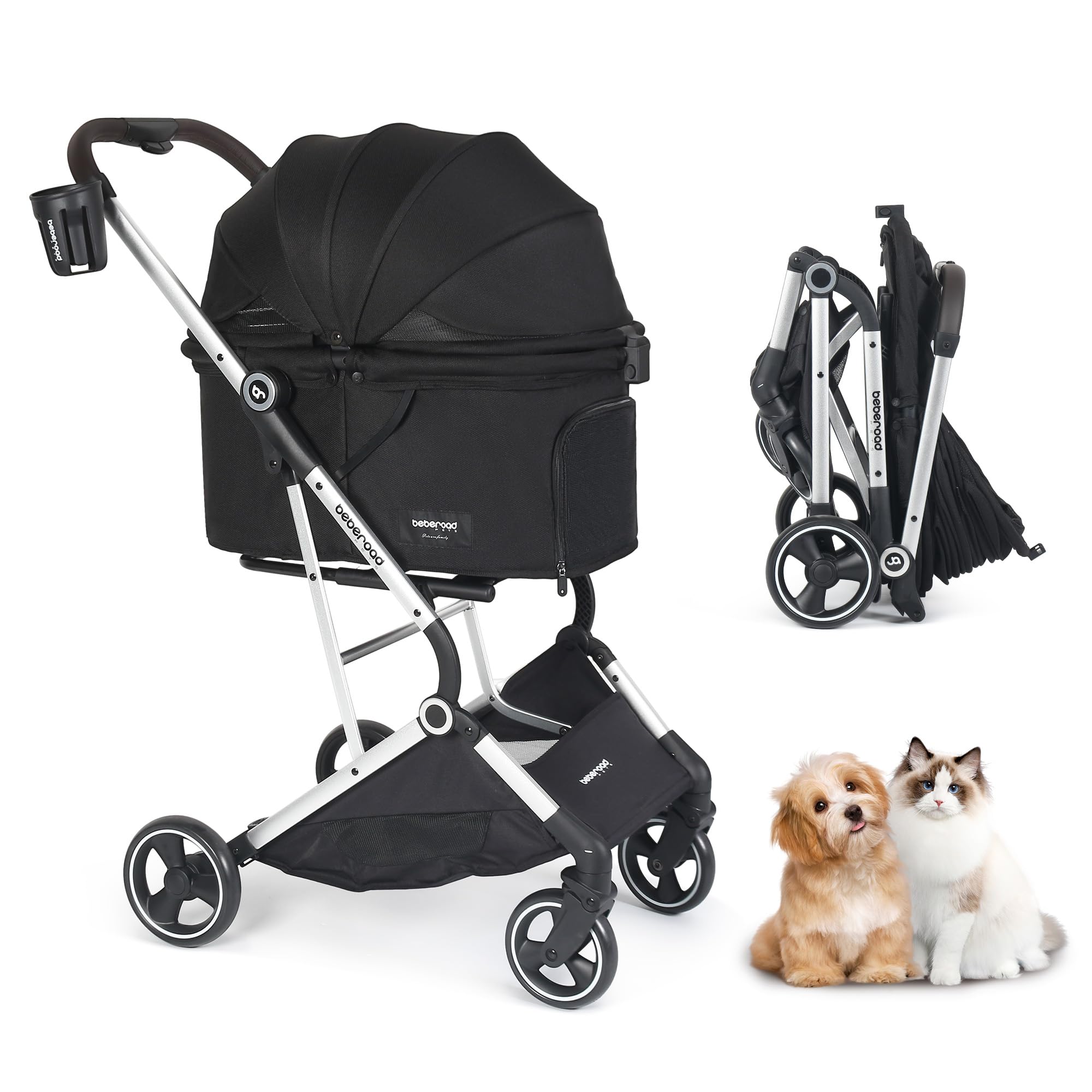 BEBEROAD PETS T4, poussette pour animaux petits et moyens, transport pratique.