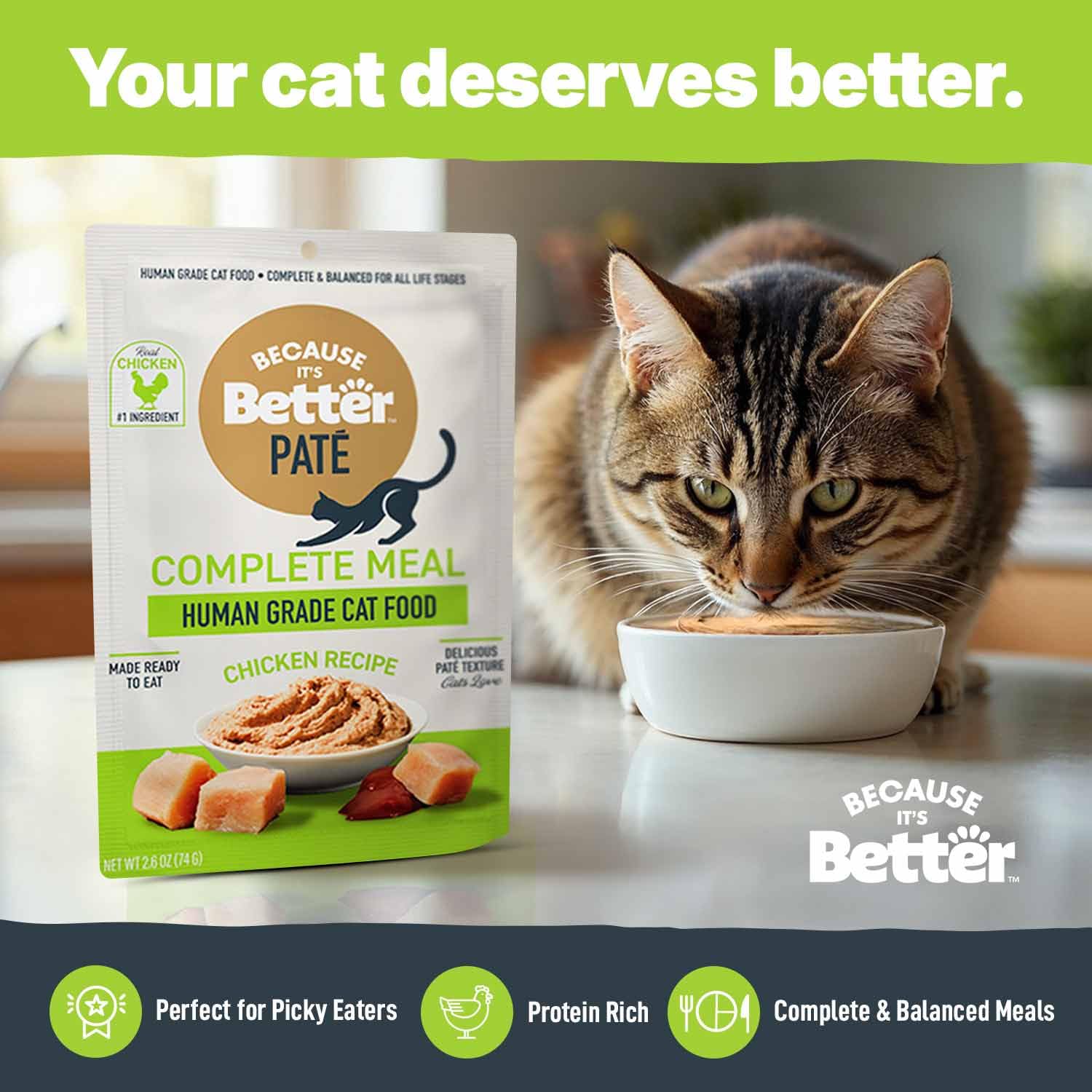 Because It’s Better Pâté Complete Meal : sachets individuels pour garder la fraîcheur