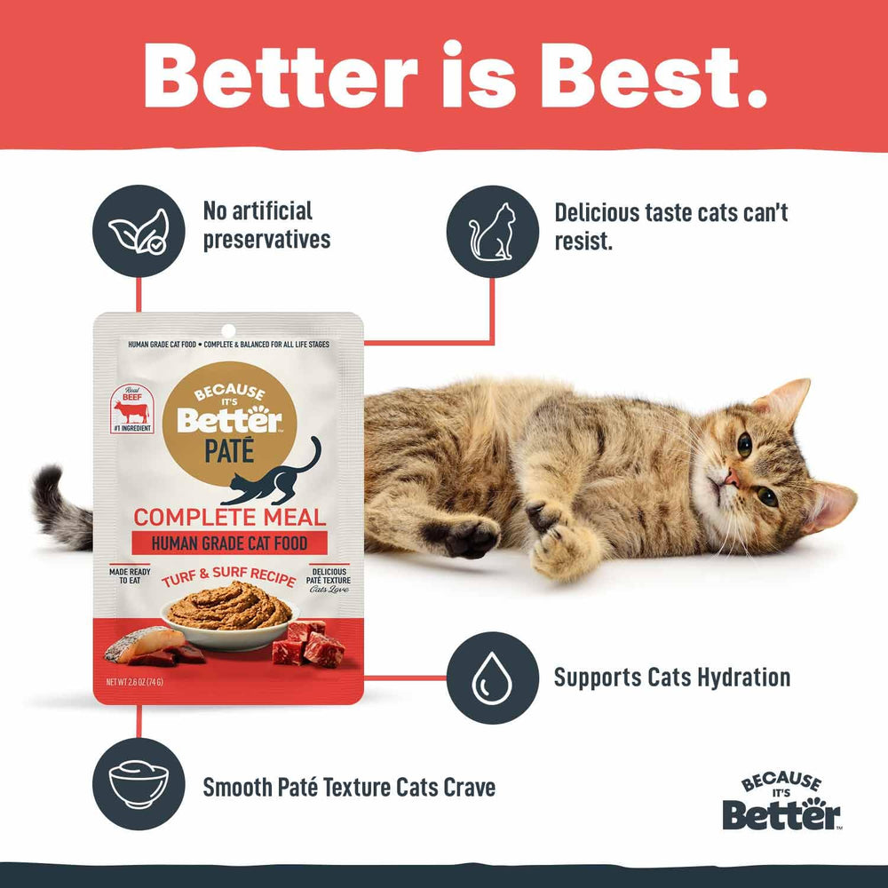Because It’s Better sachets 2,6 oz — portions propres et pratiques.