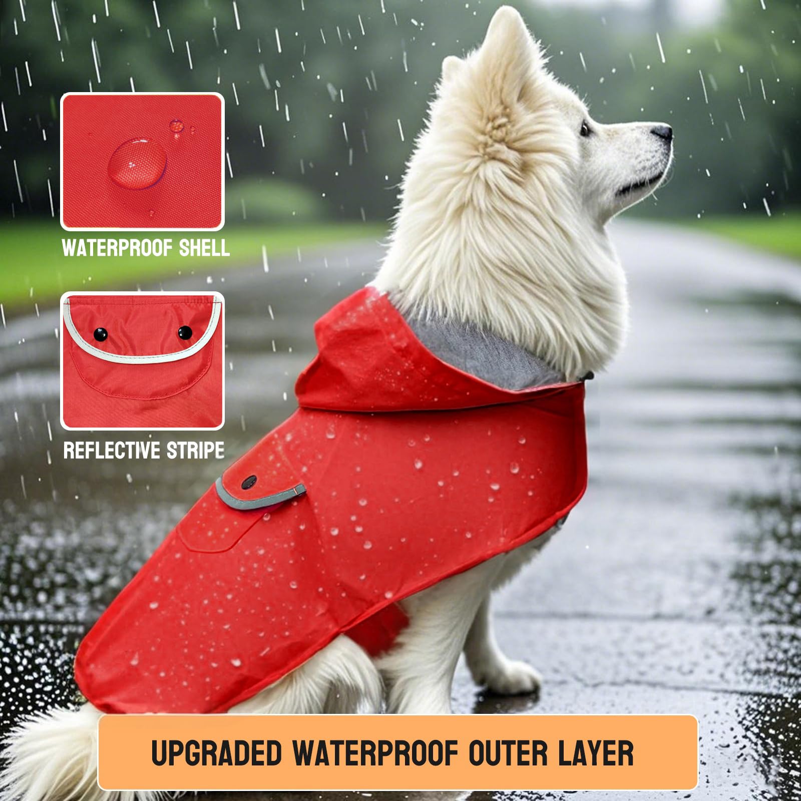 BECNBEAU manteau chien avec liseret réfléchissant pour meilleure visibilité nocturne.