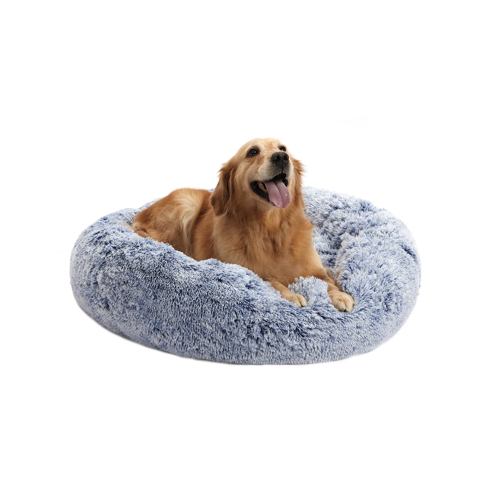 Bedfolks donut-dog-bed 36-pouces bleu-nuit offre un cocon de confort.