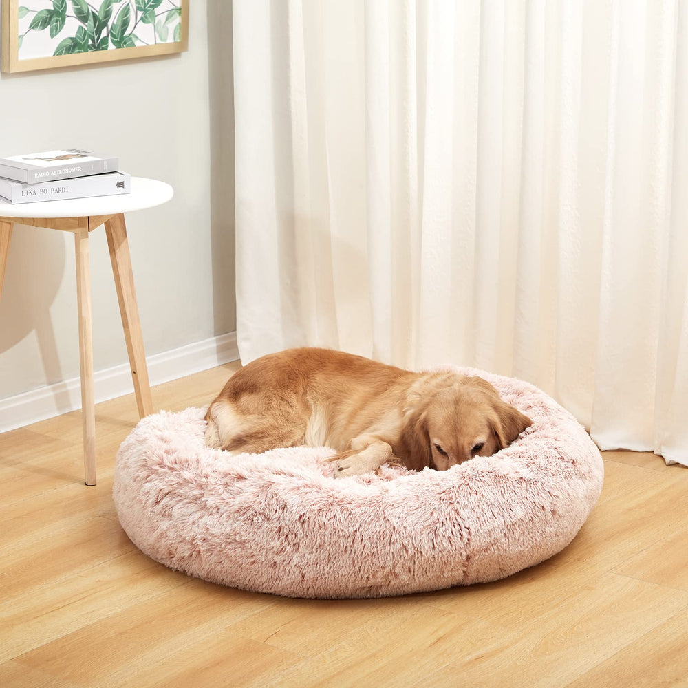 Bedfolks lit chien anneau rose anti anxiété, soutien du cou agréable.