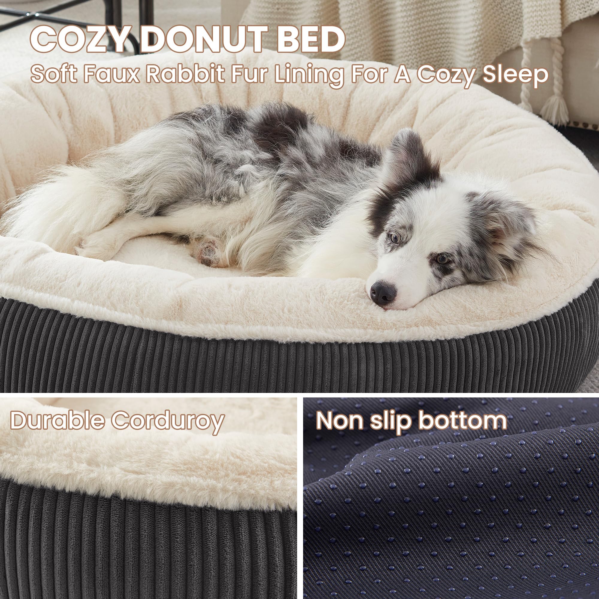 Couverture amovible du BedStill Donut pour chien XL, facile à laver.