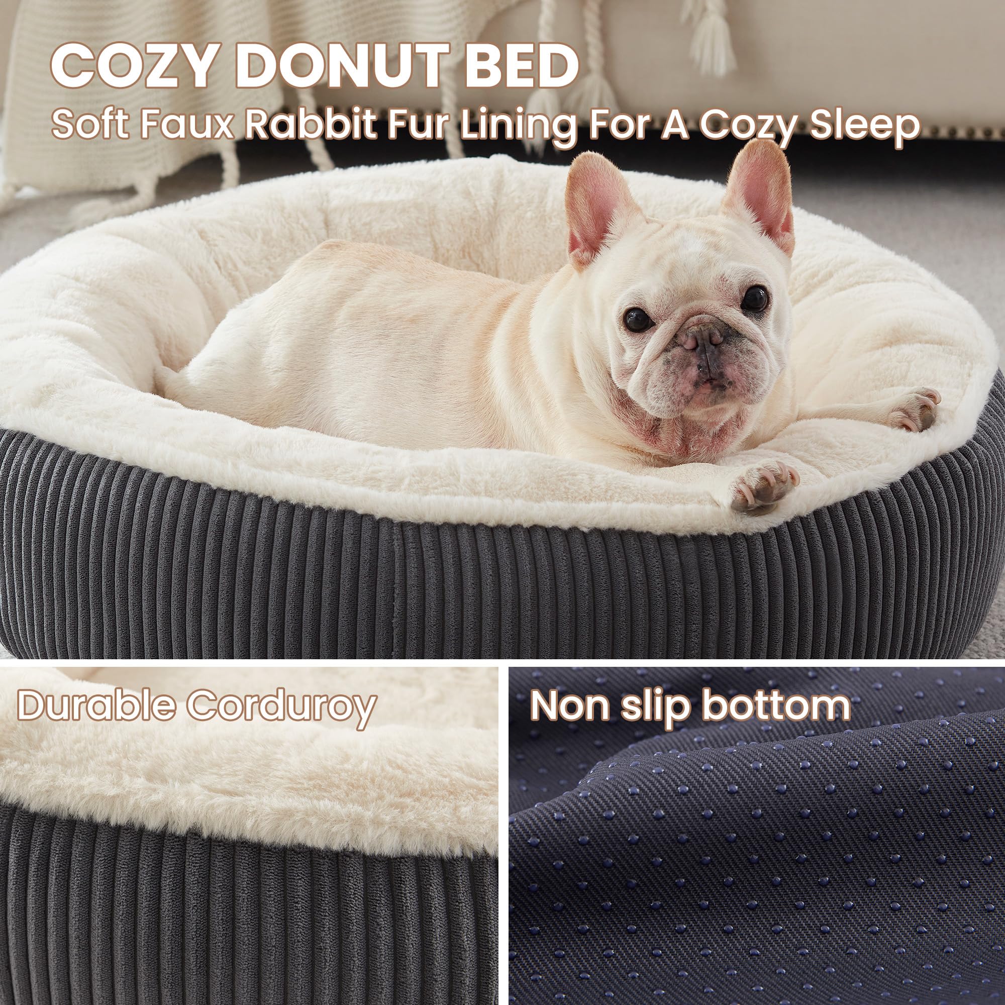 BedStill Donut avec bordures corduroy apaisantes, espace rassurant.