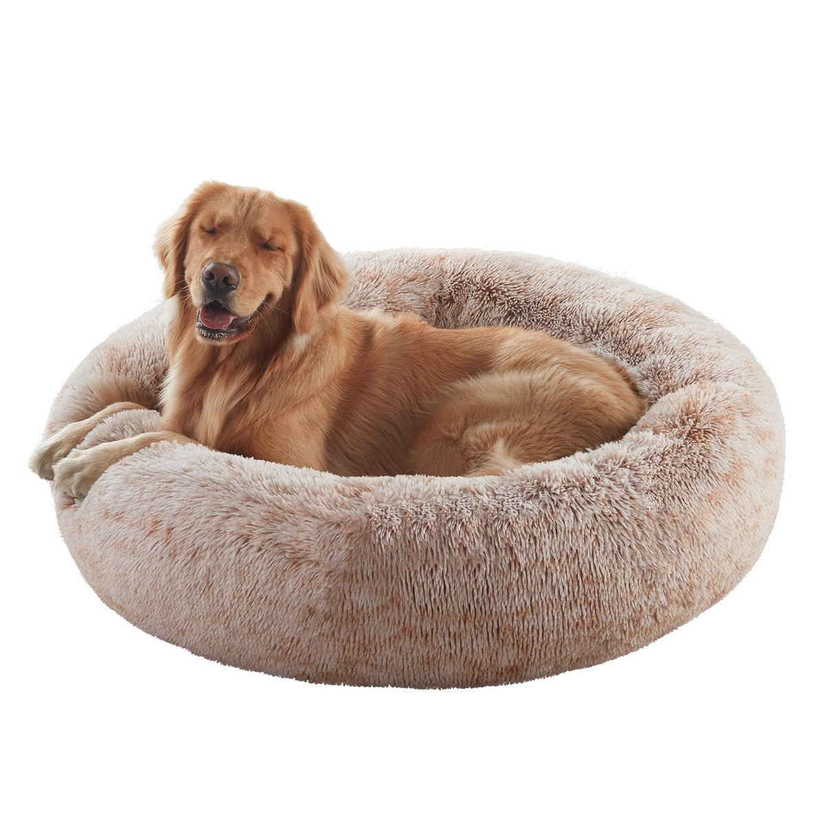 BedStill lit donut pour chien grand brun, 36 pouces, confort enveloppant et soutien.