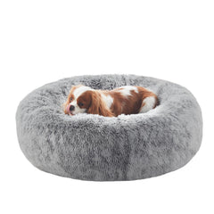 BedStill lit donut pour chien moyen gris foncé, repos sûr.