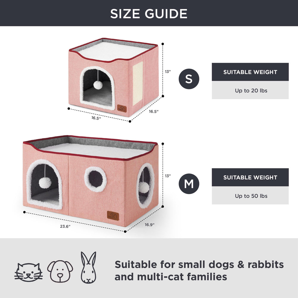 Bedsure cabane chat coussin amovible rose, entretien facile et confort.