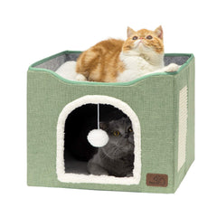 Bedsure cabane chat grande et verte, cocon prive pour sieste.