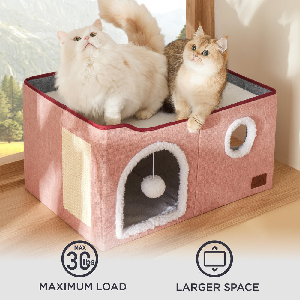 Bedsure cabane chat grattoir sisal rose, surface durable pour griffades.