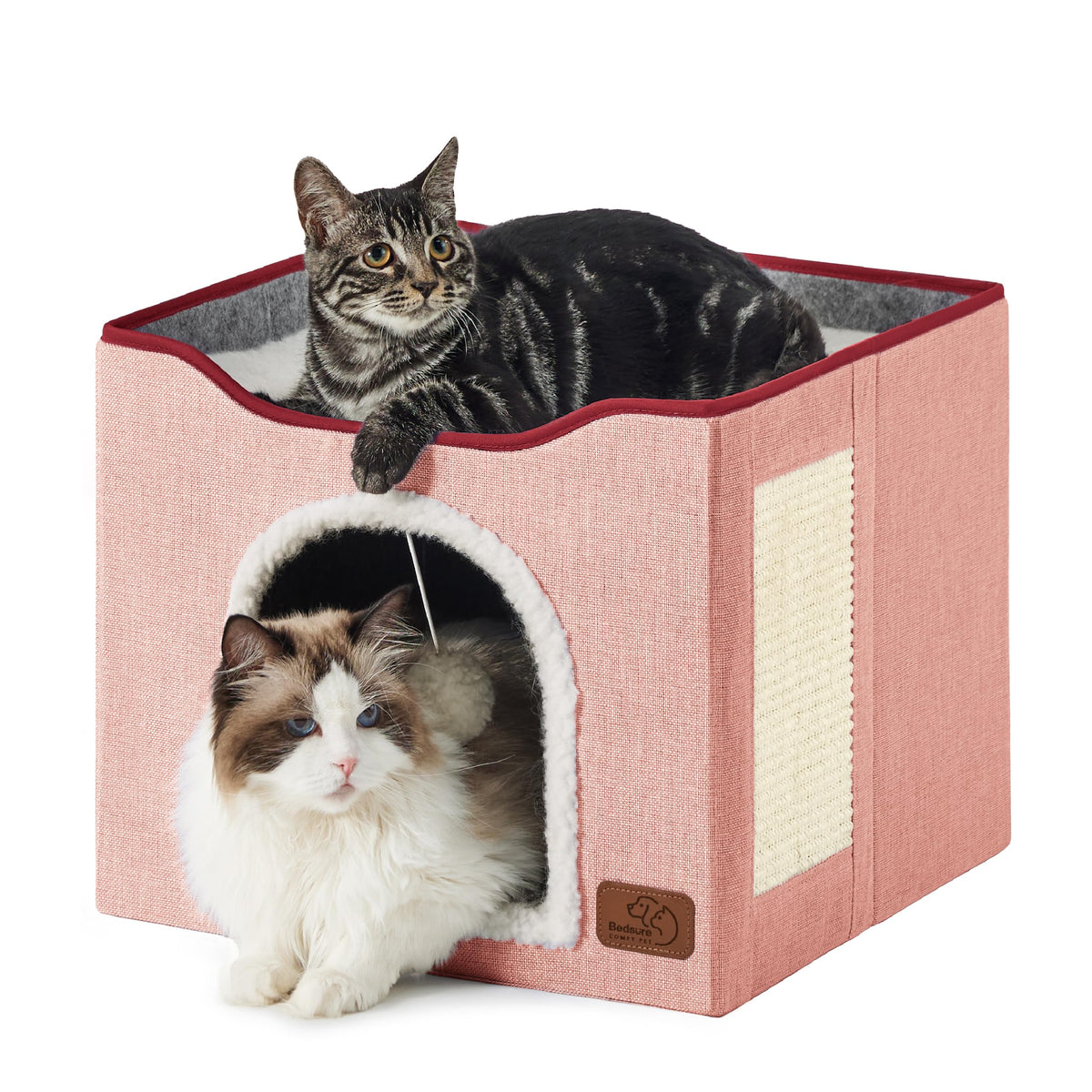 Bedsure grotte-chat rose intérieur: cocon privé pour chats à la maison.