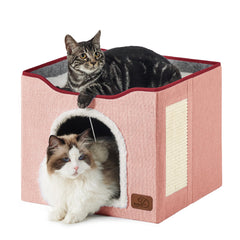 Bedsure grotte-chat rose intérieur: cocon privé pour chats à la maison.