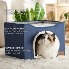 Bedsure plateforme haute pour chat, espace parfait pour étirement et vue sur le jardin.