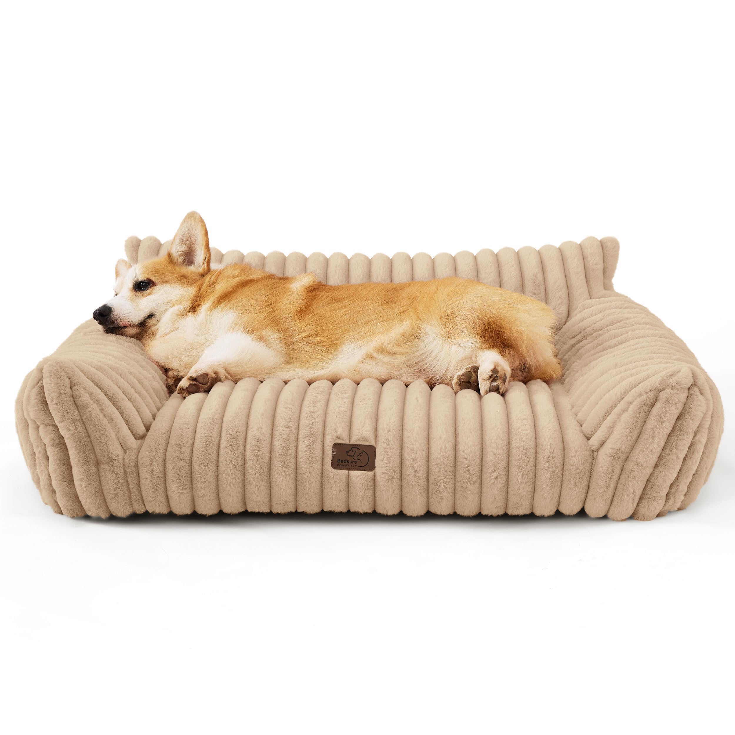 Bedsure ComfyFleece Canapé Chien 36 pouces – vue avant, soutien confortable pour les siestes.
