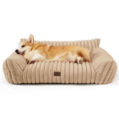 Bedsure ComfyFleece Canapé Chien 36 pouces – vue avant, soutien confortable pour les siestes.