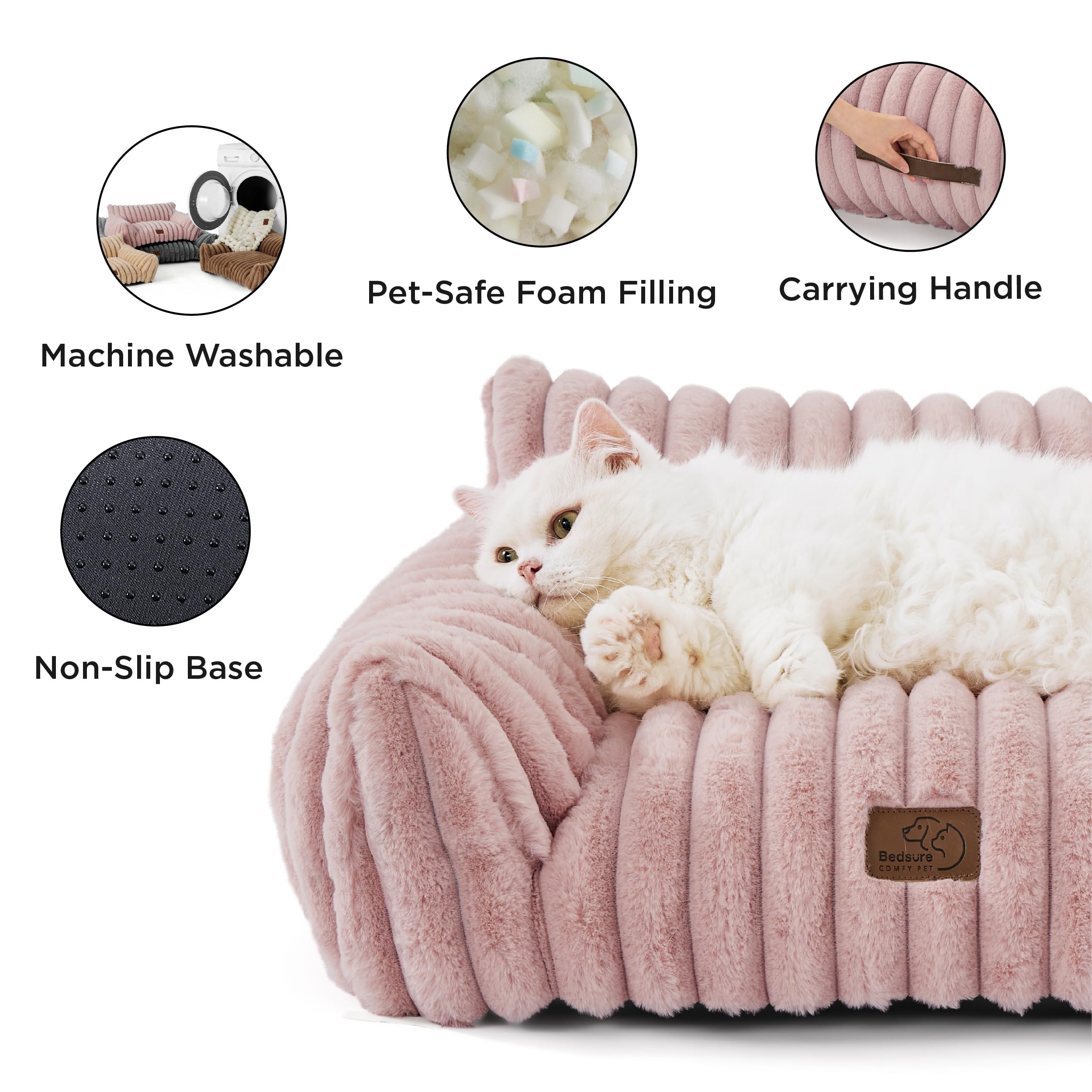 Bedsure Canapé chien moyen, fond antidérapant pour stabilité.
