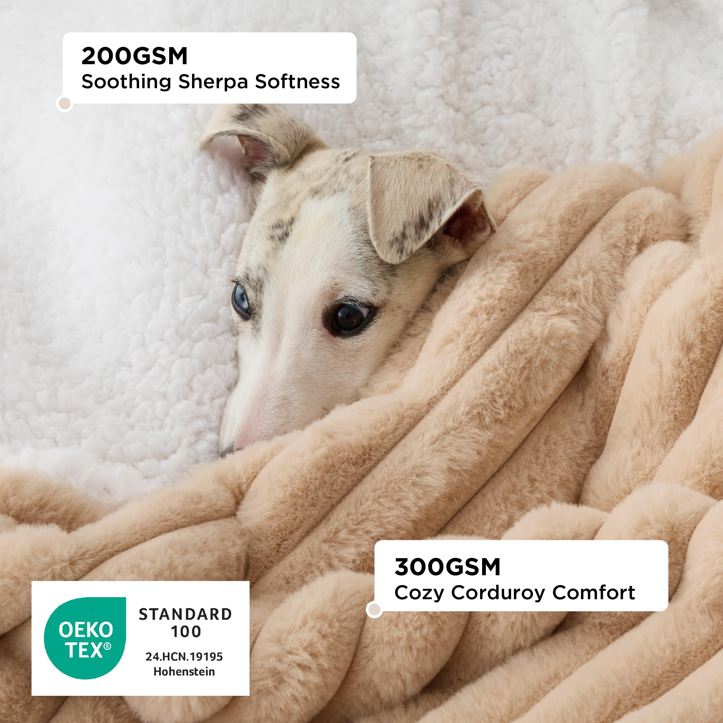 Bedsure ComfyFleece face et dos corduroy sherpa beige: confort réversible.