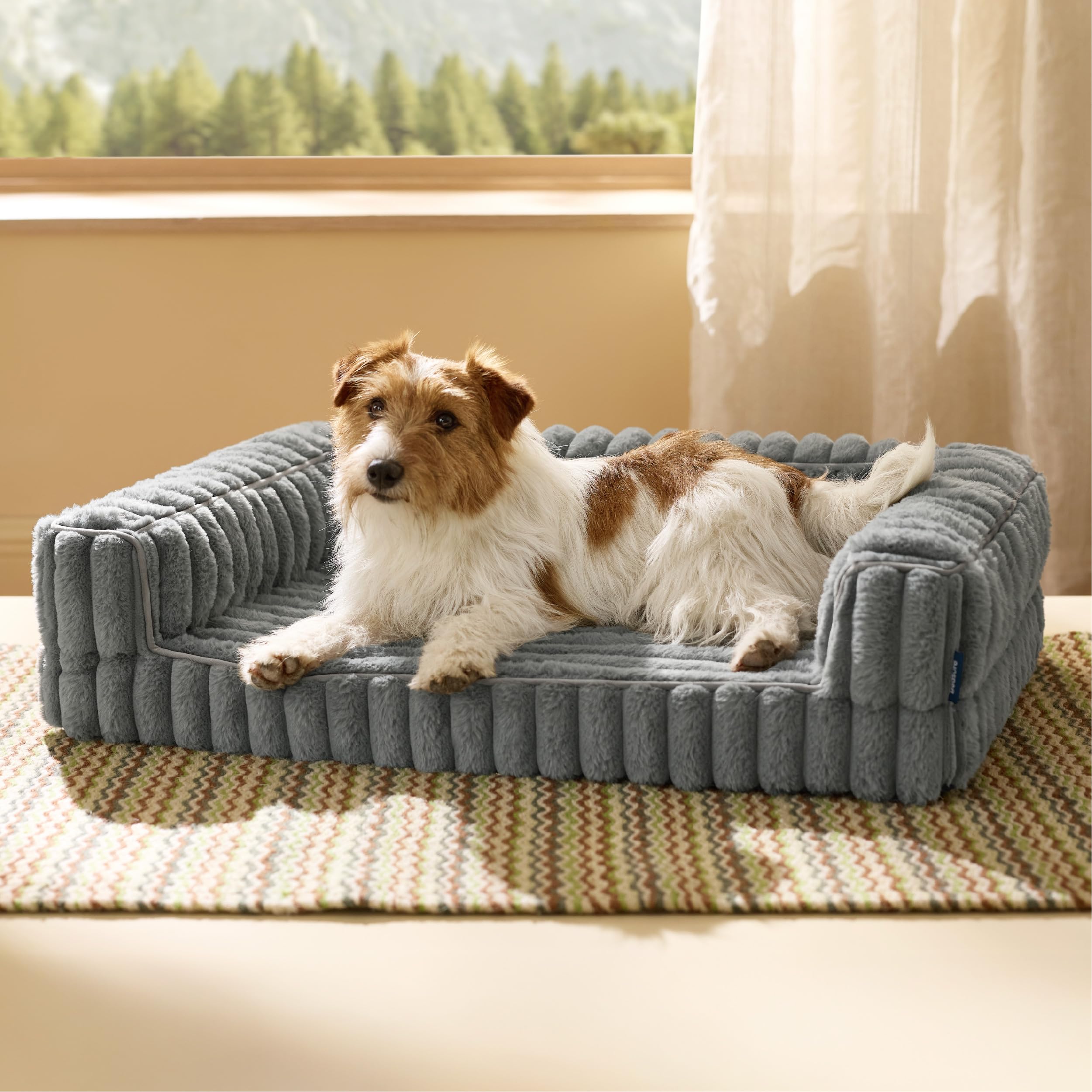 Bedsure lit orthopédique ComfyFleece en mousse mémoire pour chien moyen, soutien articulations.