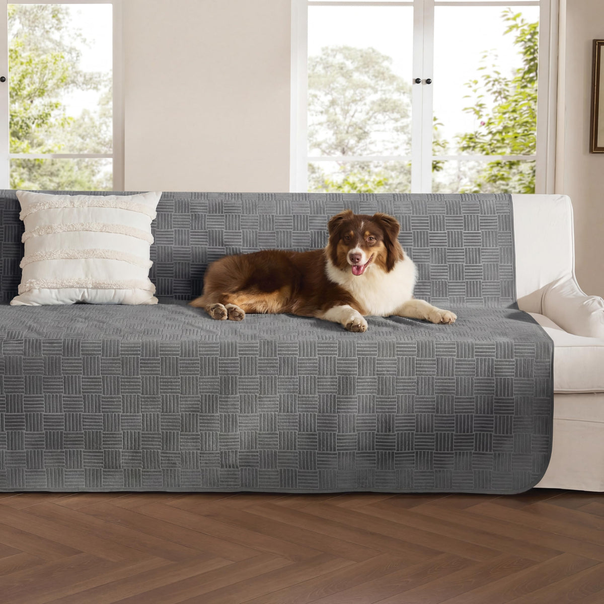 Bedsure couverture canape imperméable protege le salon des chiens.