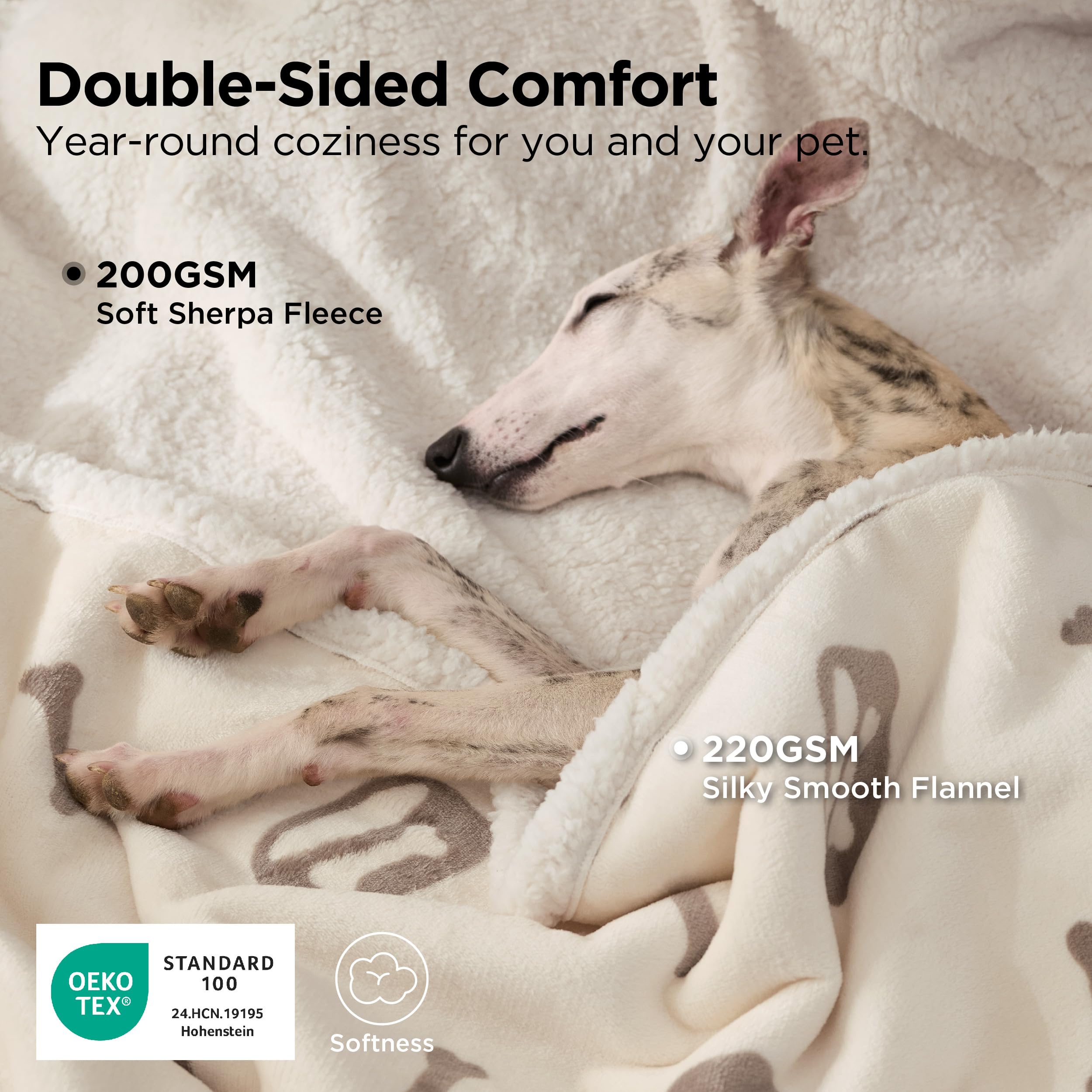 Bedsure face sherpa douce, chaleur réconfortante pour votre animal.