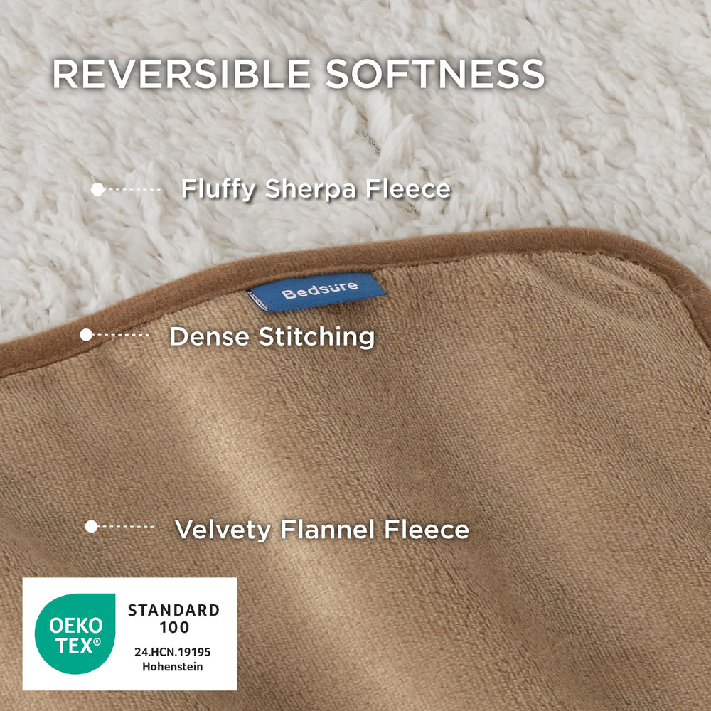 Bedsure couverture double-face réversible avec deux textures.