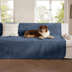 Bedsure Couvre-Canapé Impermeable en velours bleu marine protège des déversements.