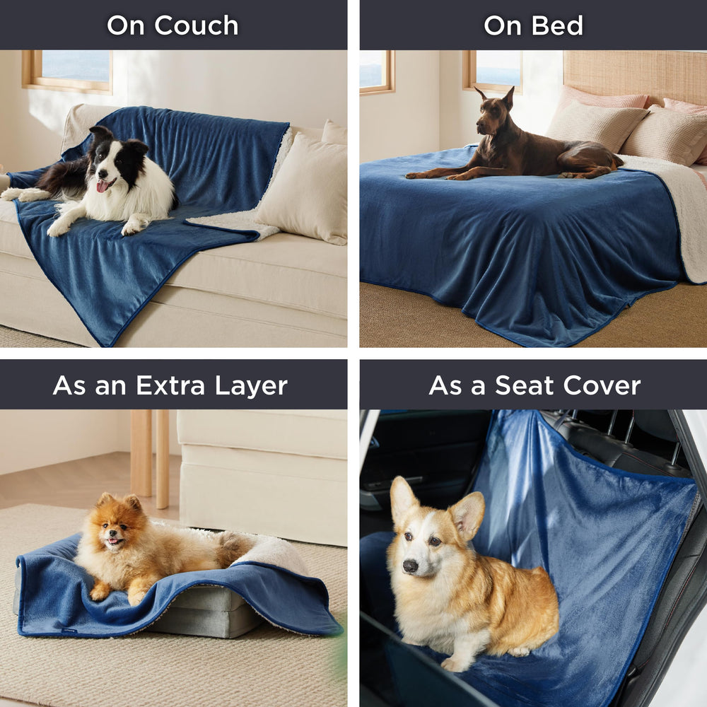 Bedsure couverture reversible sherpa bleu, deux textures confortables