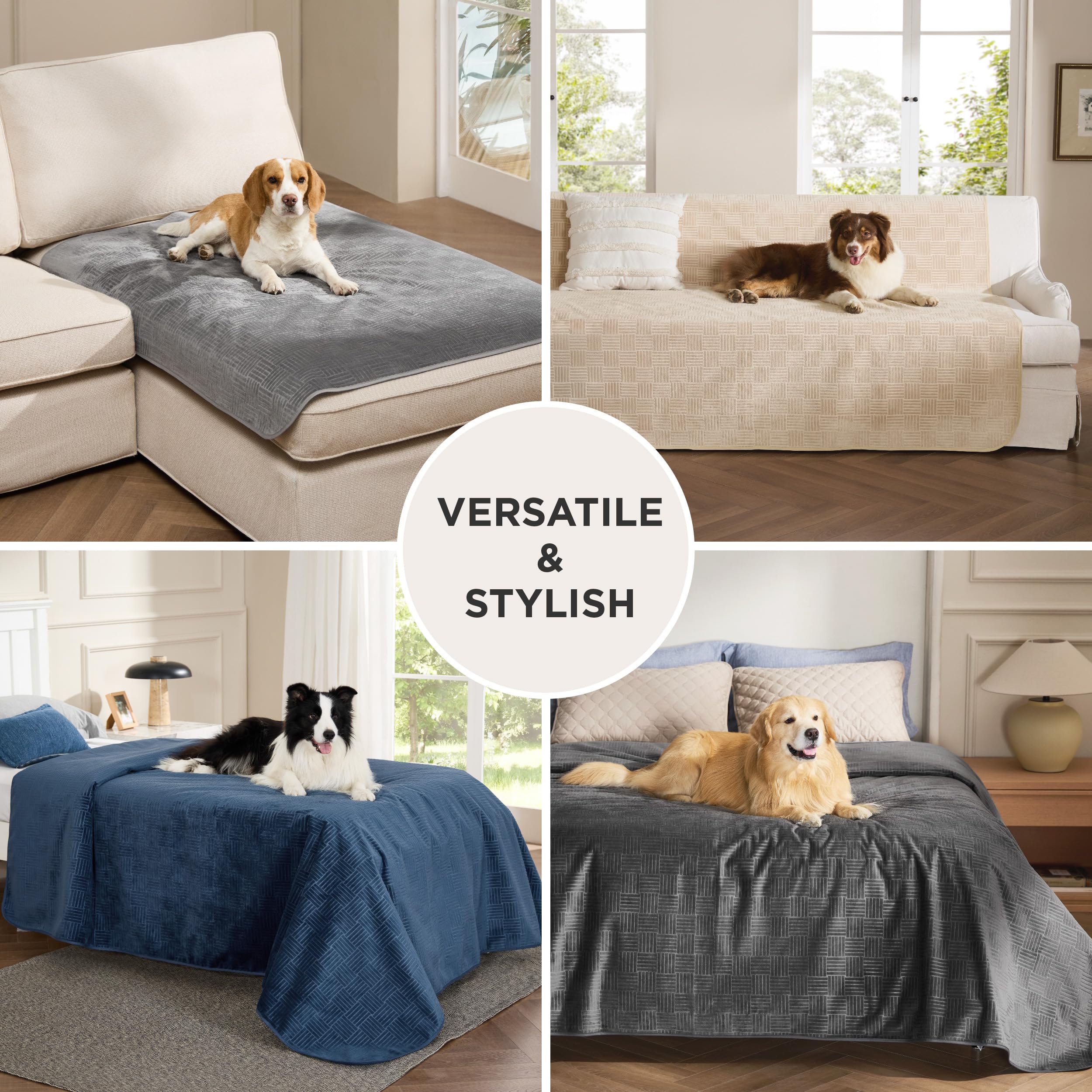 Bedsure dimensions 132x208 cm pour grands canapés.