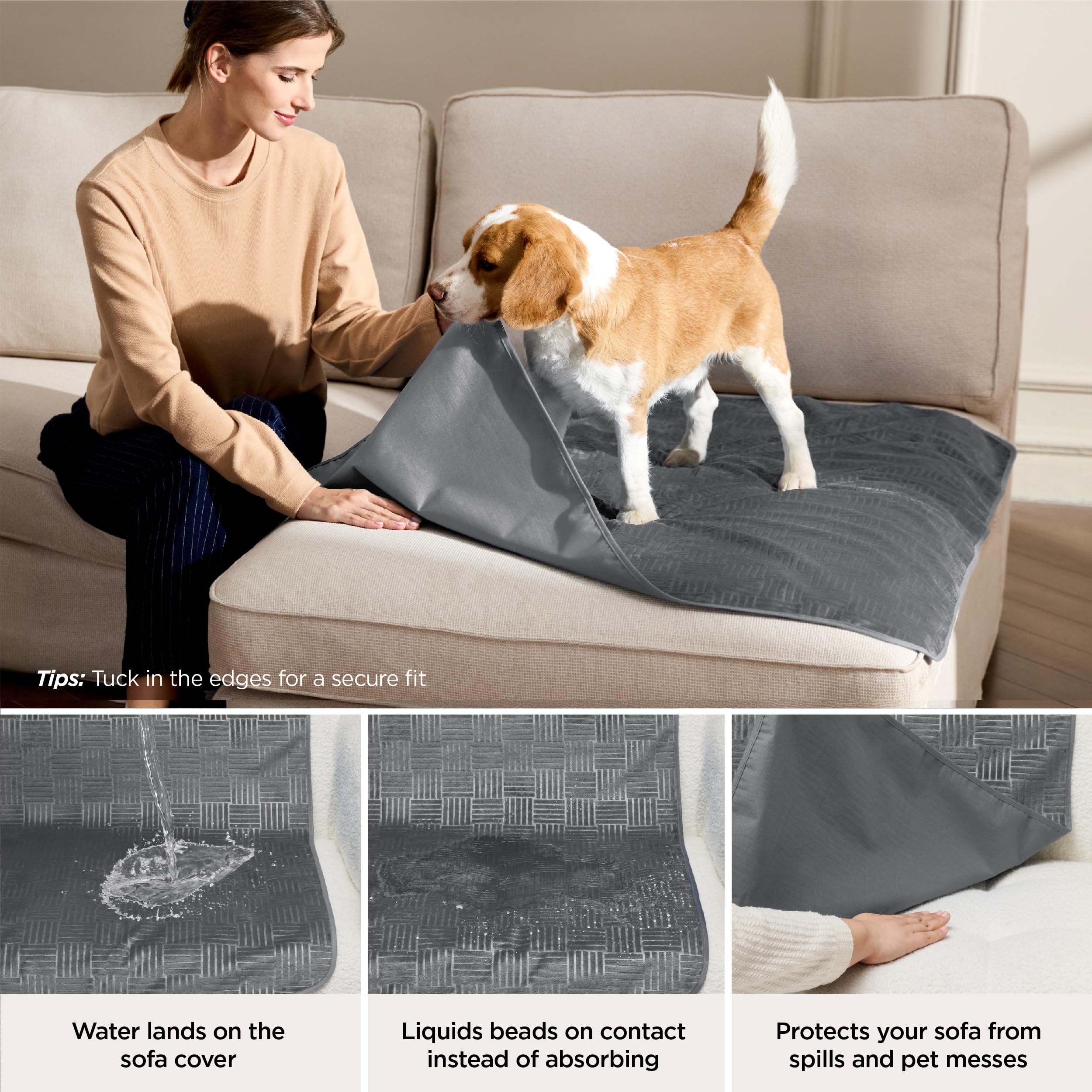 Bedsure douceur velours cristal pour chien gris ardoise, toucher doux et confortable.