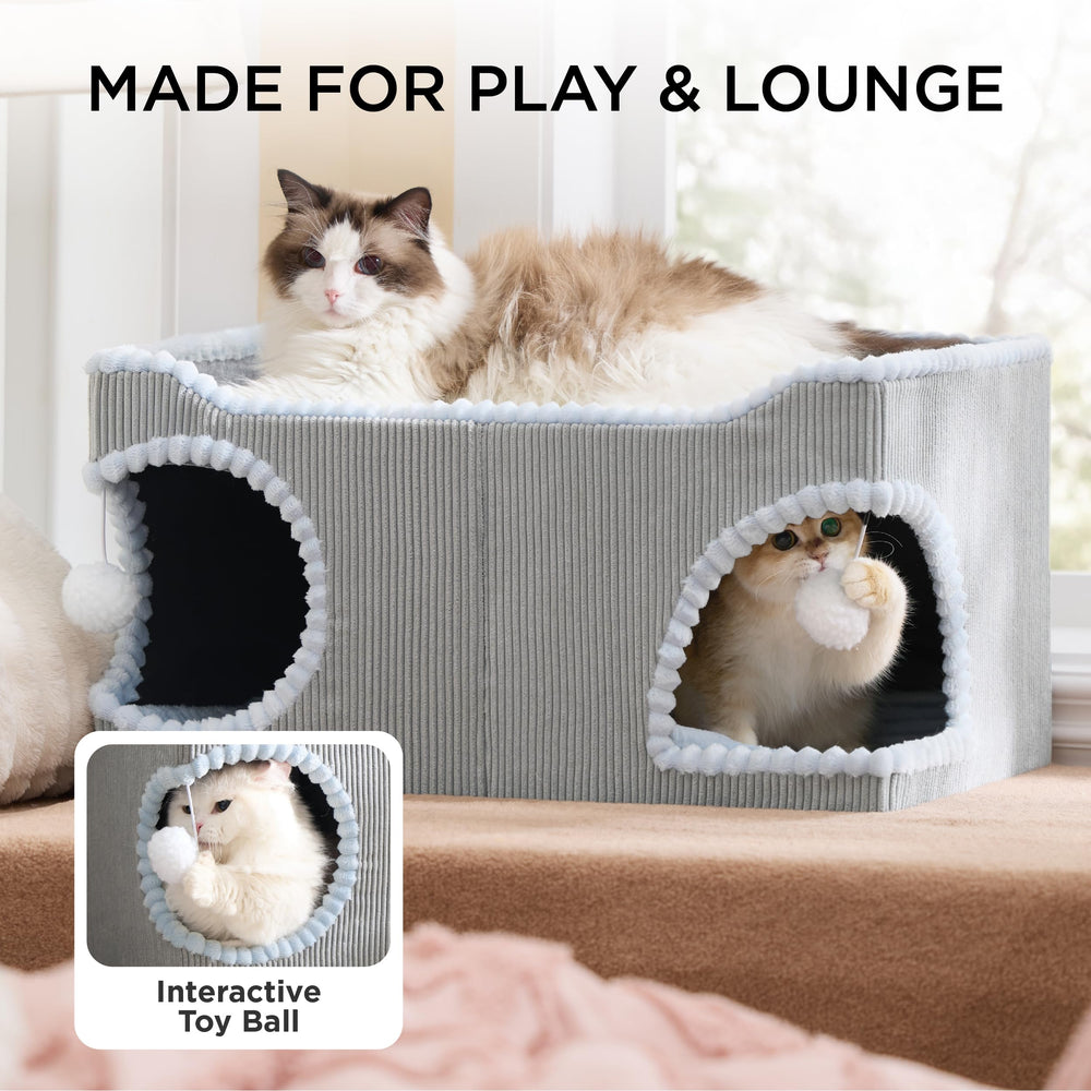 Bedsure espace multi-chats gris, idéal pour foyers avec plusieurs compagnons.