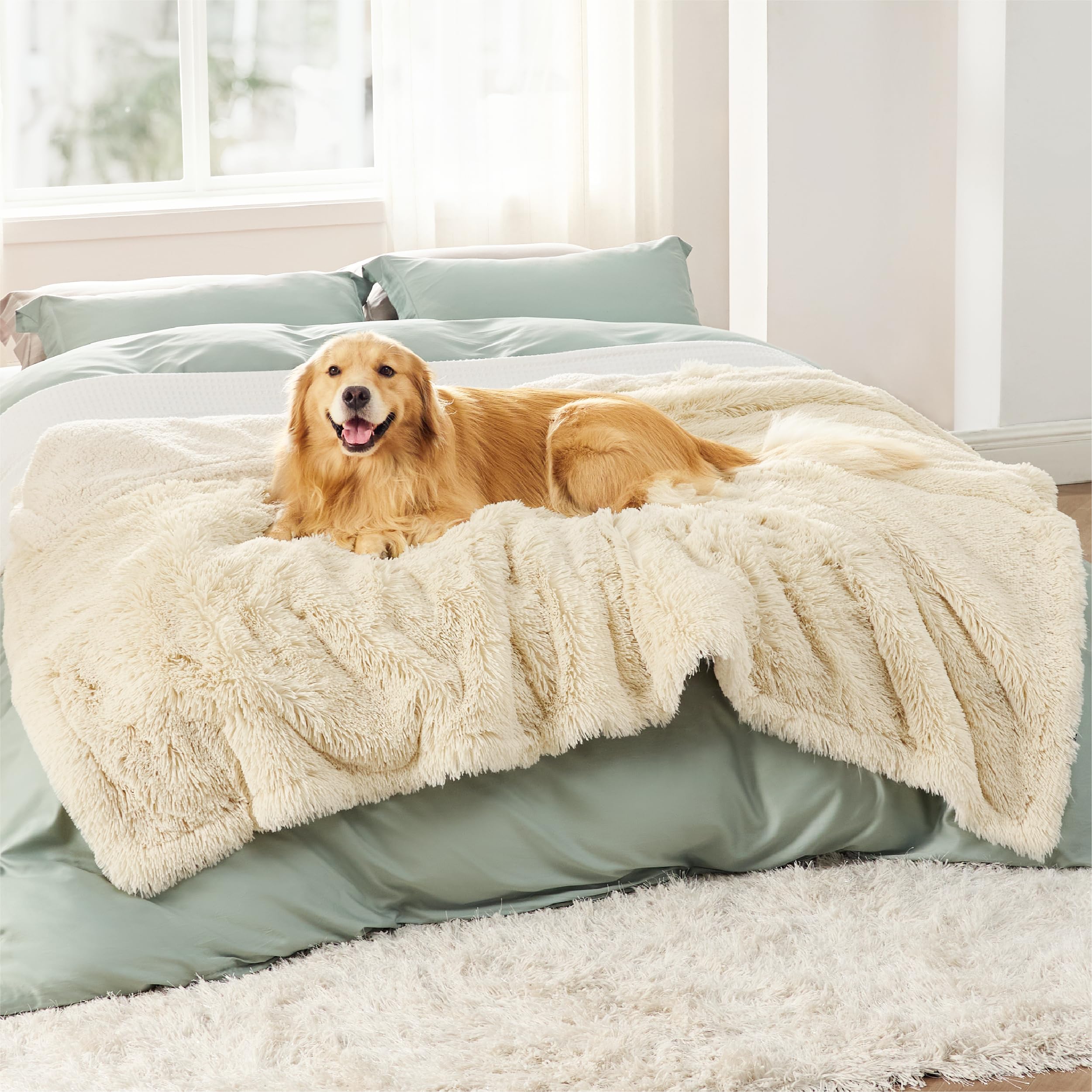 Bedsure grand format 60x80 crème idéal pour lits et canapés
